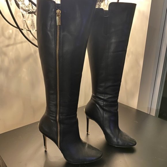 Michael Kors Stiletto Knee High black leather boots Sz.7 - Picture 6 of 10